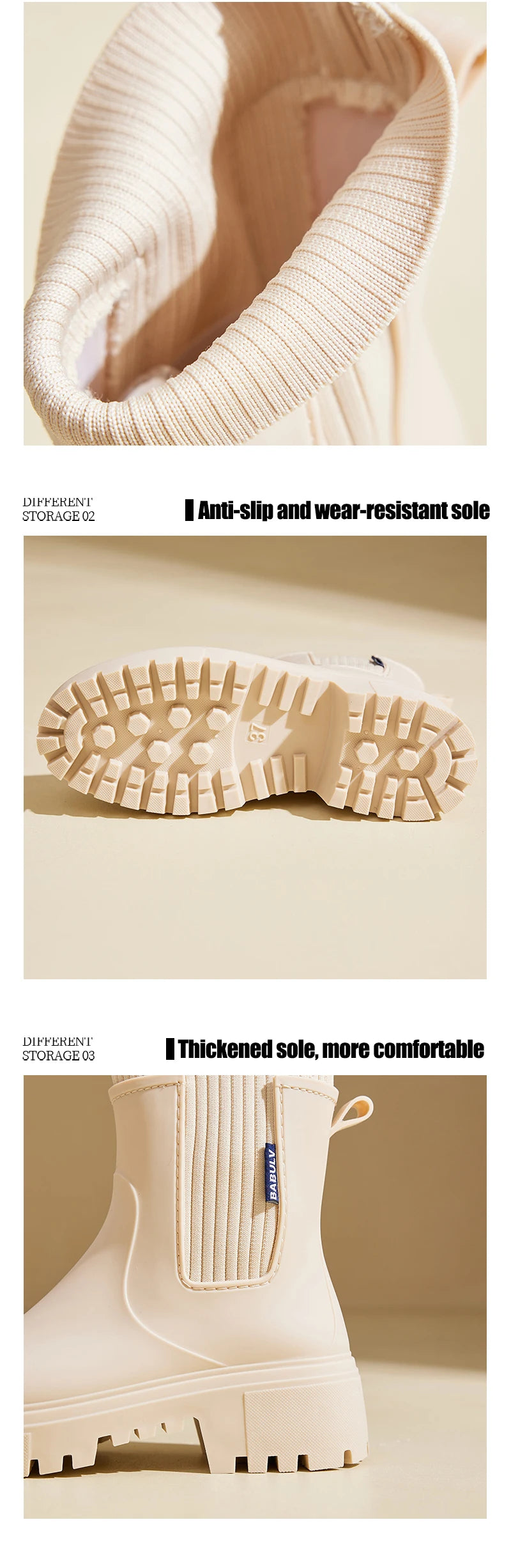 Rain boots women's four seasons fashion outdoor mid-tube waterproof non-slip rubber shoes fashion rain boots with cotton cover