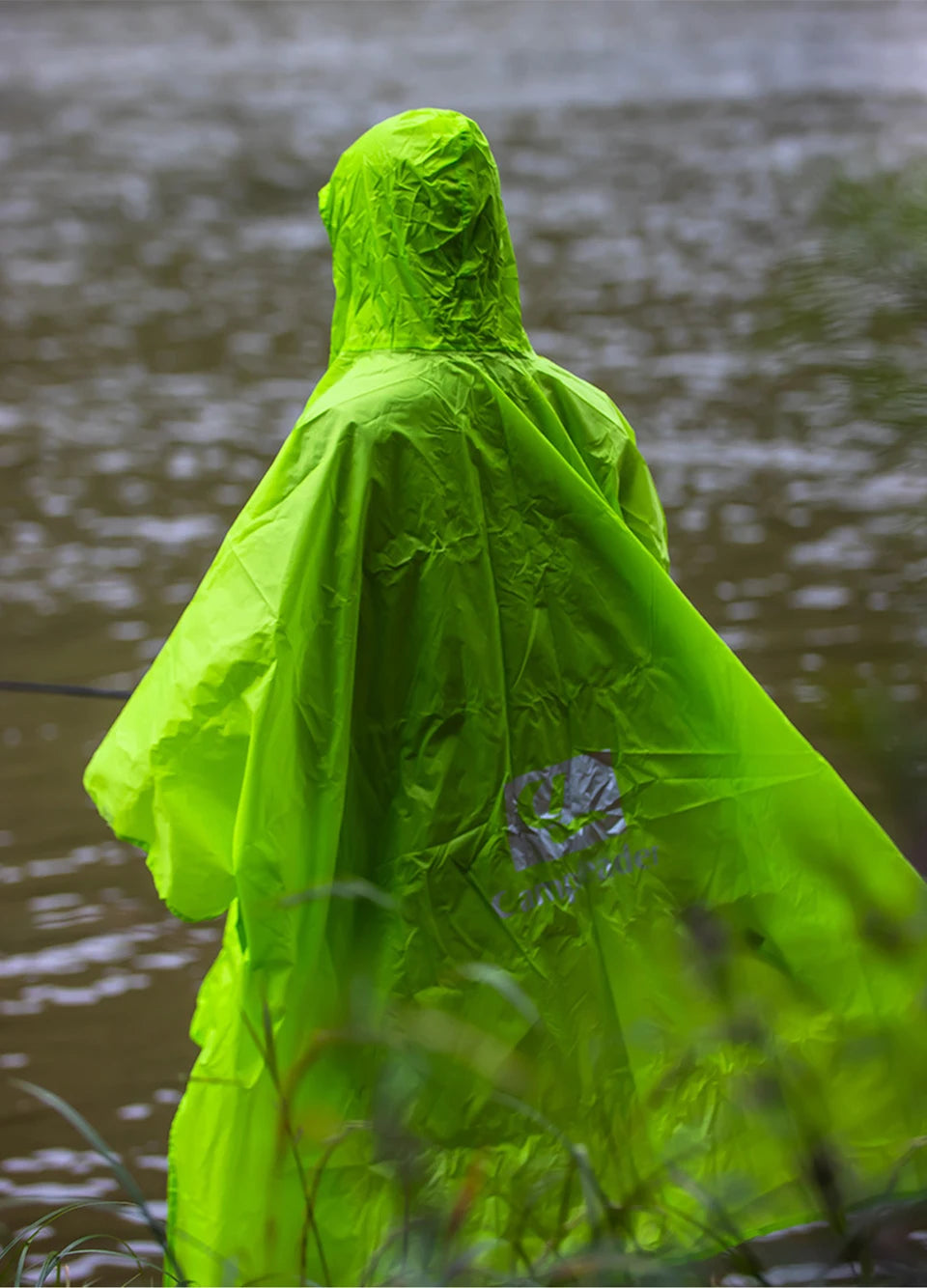 Outdoor 3 In 1 Raincoat Hooded Sleeve Waterproof Rain Poncho Motorcycle Rain Cover Camping Hiking Travel Portable Rainwear Tent