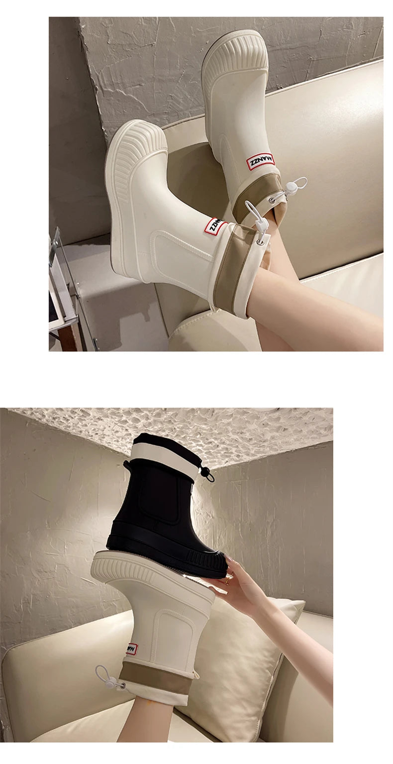 Lady Rain Boots Fashion Non-slip Soft Comfort Waterproof Rain Boots Women Outdoor Hiking School Rainy Days On Foot Camping