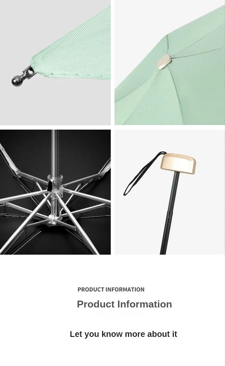 Small Pocket Rainproof Travel Umbrella Anti-UV Vinyl Folding Umbrella Parasol Mini Capsule Pocket Parasol Sun Umbrella