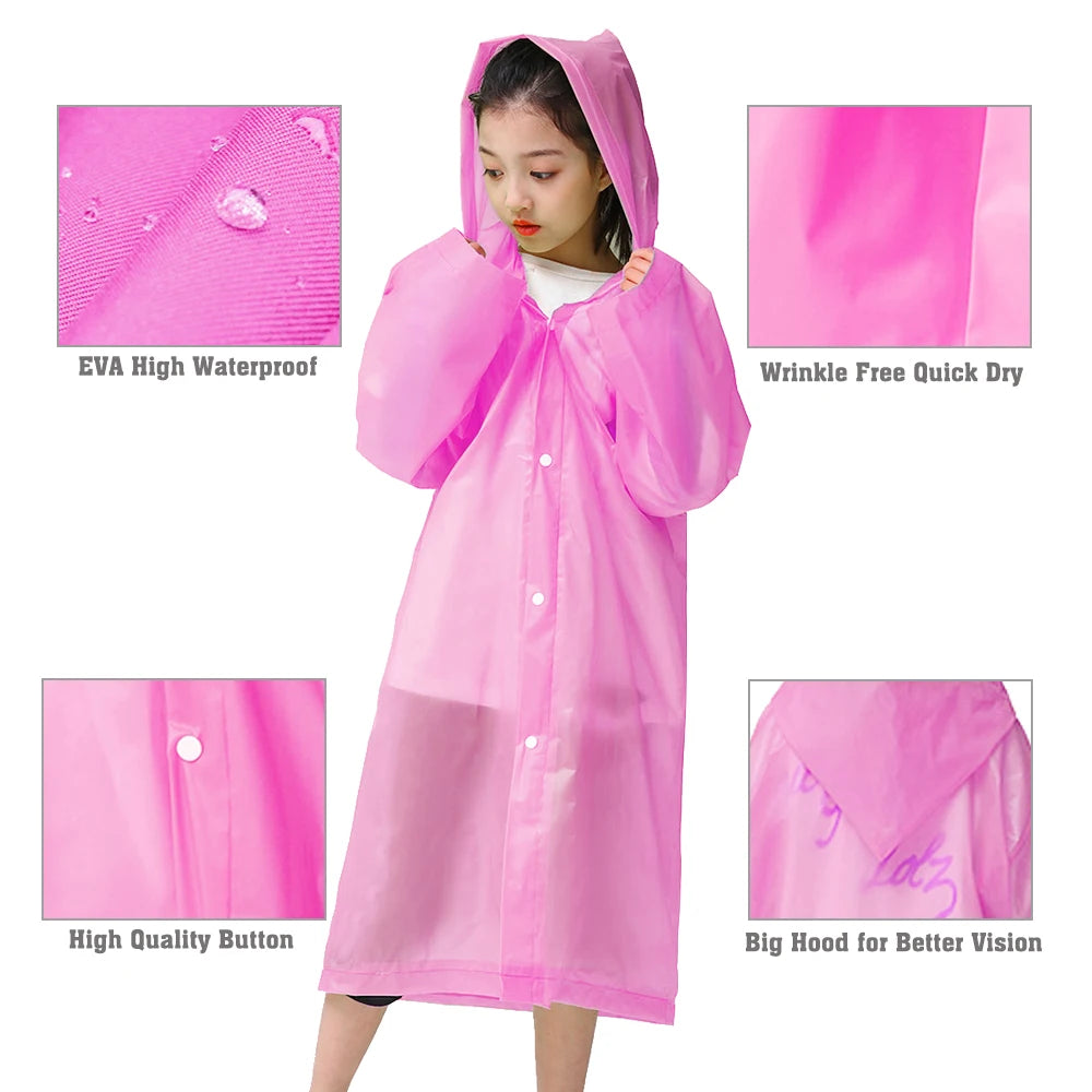 Raincoat Kids 6-13 Years Boys Girls Rain Jackets Fashion Raincoats Outdoor Portable Lightweight Clothing Reusable Poncho
