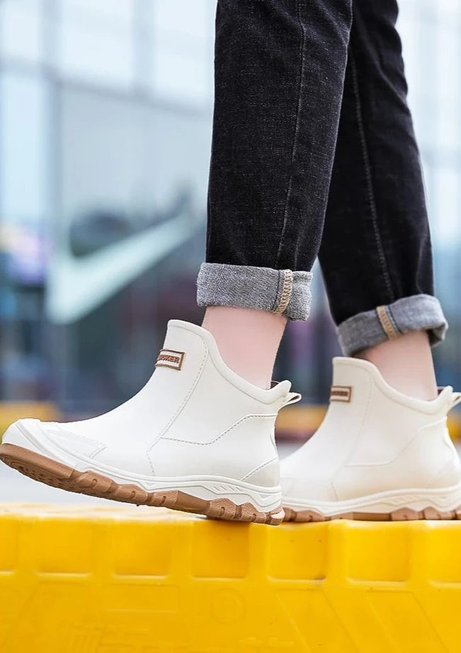 Big Size Waterproof Rain Boots for Men High Quality Ankle Wellies Designer Without Lacing New Wide Toes Original Adult Man Shoes