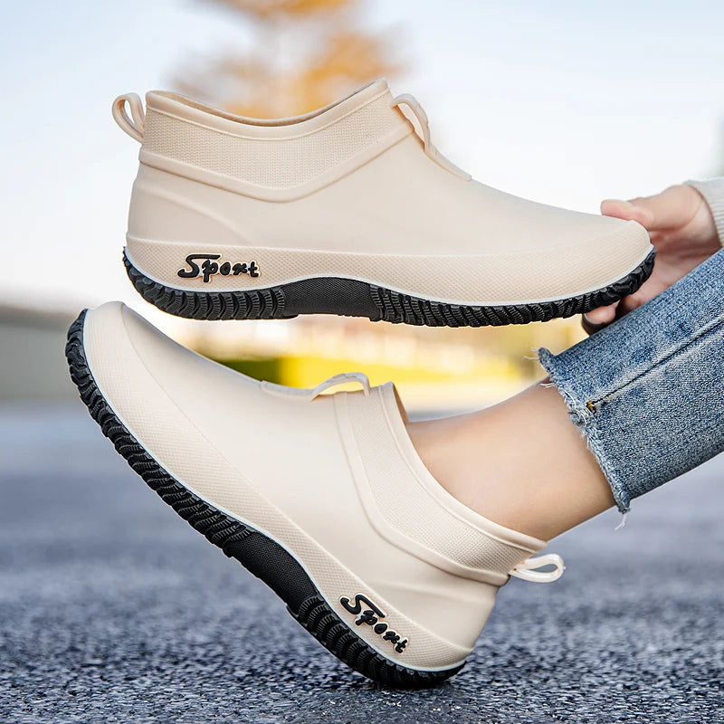 German Sle Women's Rain Boots Anti-Slip Low Cut ort Tube Kitchen Workwear Resistant to Wear Waterproof PVC oes