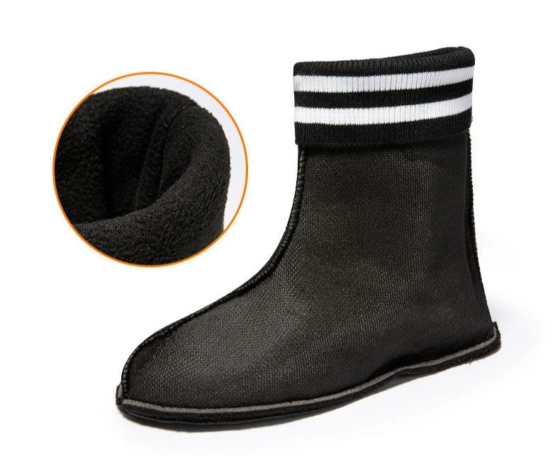 Winter Big Size Warm Waterproof Fleece-lined Short Men's Rain Boots Chef Kitchen Rainy Day Adult Without Lacing Mud Male Shoes