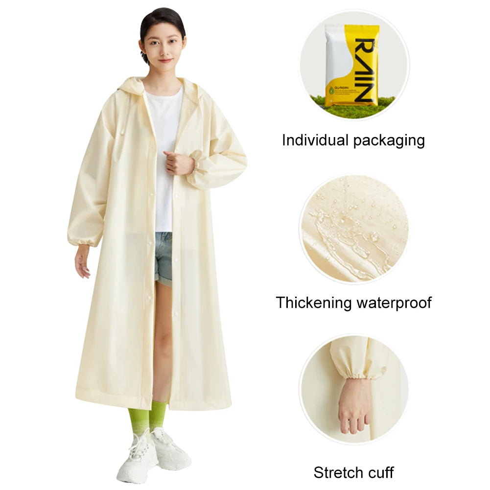 Disposable Adult Long Raincoat Drawstring Hooded Rain Poncho Portable Long Hooded Rain Coats for Outdoor Travel Emergency
