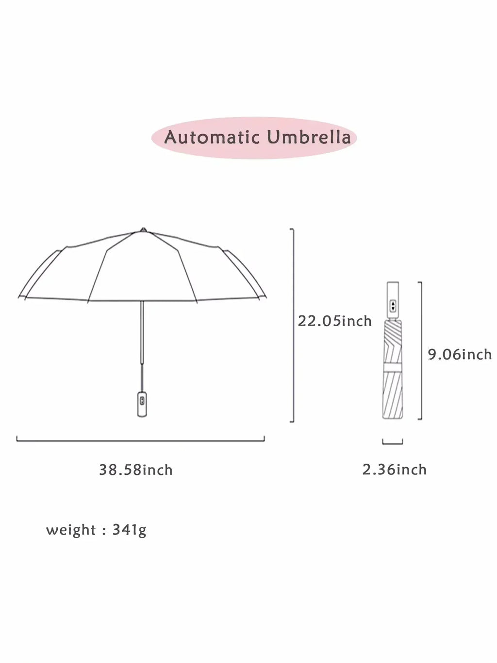 UV Black Adhesive Fully Automatic Sun Umbrella with Rain and Rain Protection, UV Protection, Sunscreen, and Three Fold Umbrella
