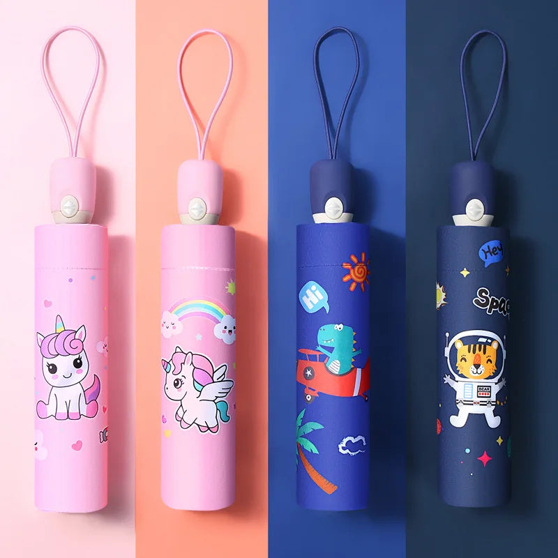 Folding Umbrella,Cute Unicorn,dinosaur,Spaceship Little Tiger,Fashion Sunscreen Umbrella,Reflective stripe design umbrella