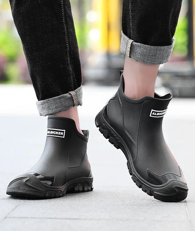 Big Size Waterproof Rain Boots for Men High Quality Ankle Wellies Designer Without Lacing New Wide Toes Original Adult Man Shoes