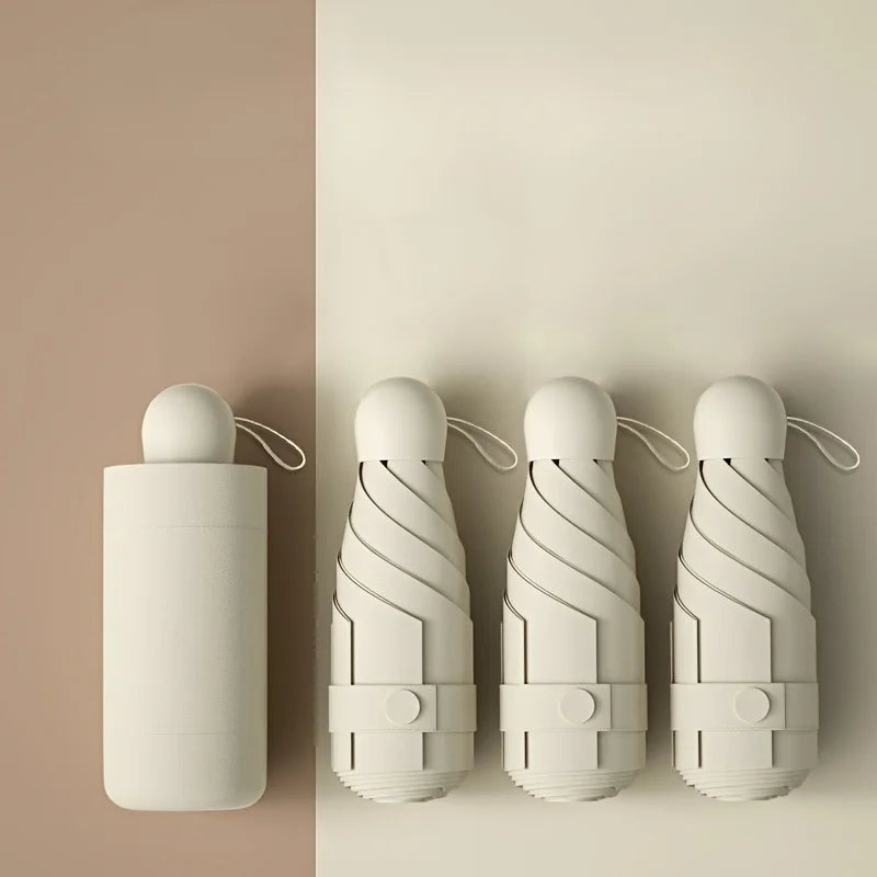 Compact Travel Mini Umbrella Uv Protection Capsule Umbrella 5 Fold Ultra Lightweight Sunshade Umbrellas Protable Manual